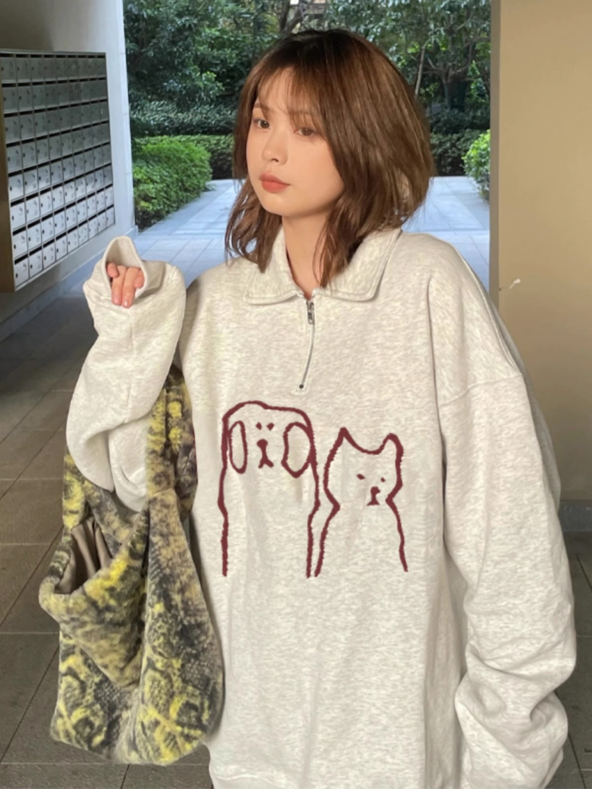 防棉華棉複合牛奶絲300克銀狐絨400克Polo領半拉鏈衛衣女