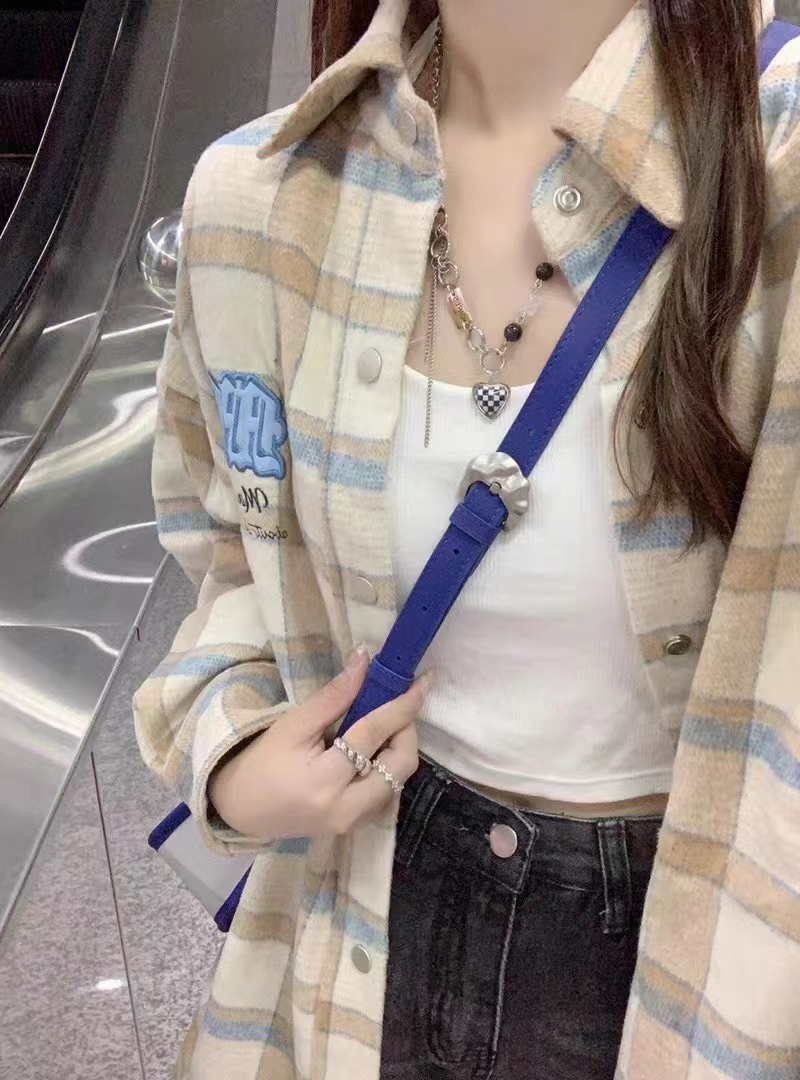 非 復古格子襯衫外套新款設計感小眾慵懶風疊穿開衫