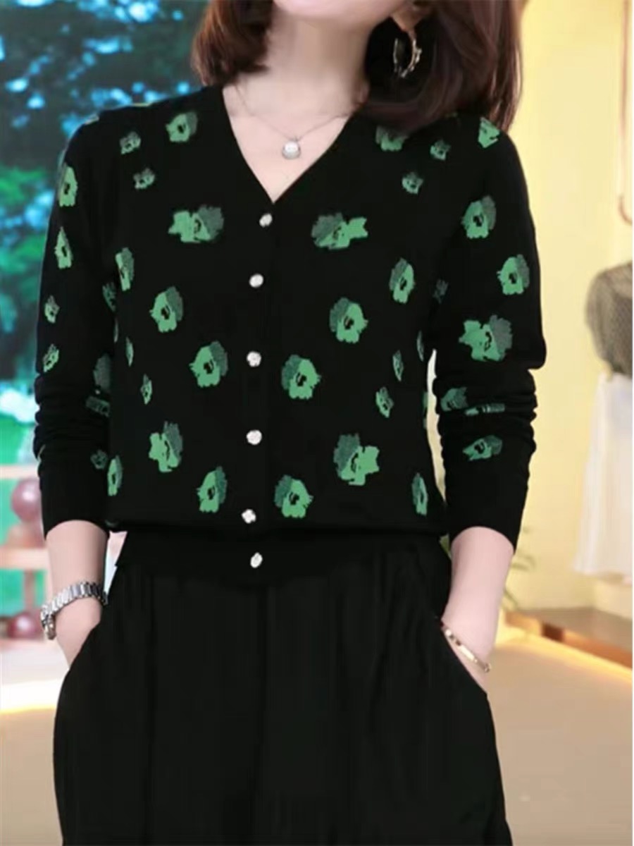 氣質設計感V領修身針織衫上衣女新款高級感秋冬長袖顯瘦開衫外套