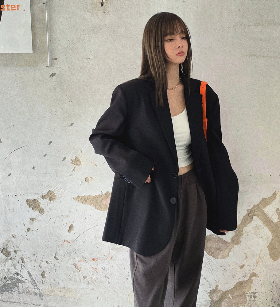 2023 autumn new black suit jacket British casual loose versatile versatile high-end suit top for women
