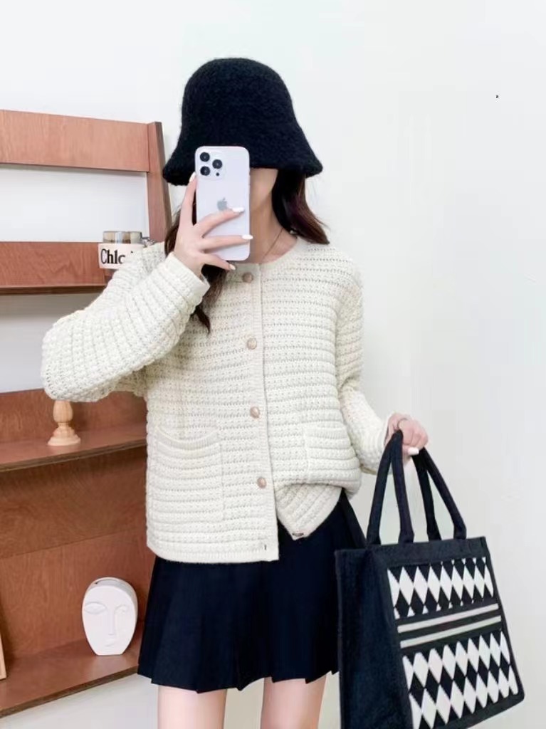 法式復古高級感重工針織開衫女秋季小香風毛衣小眾短外套外搭上衣