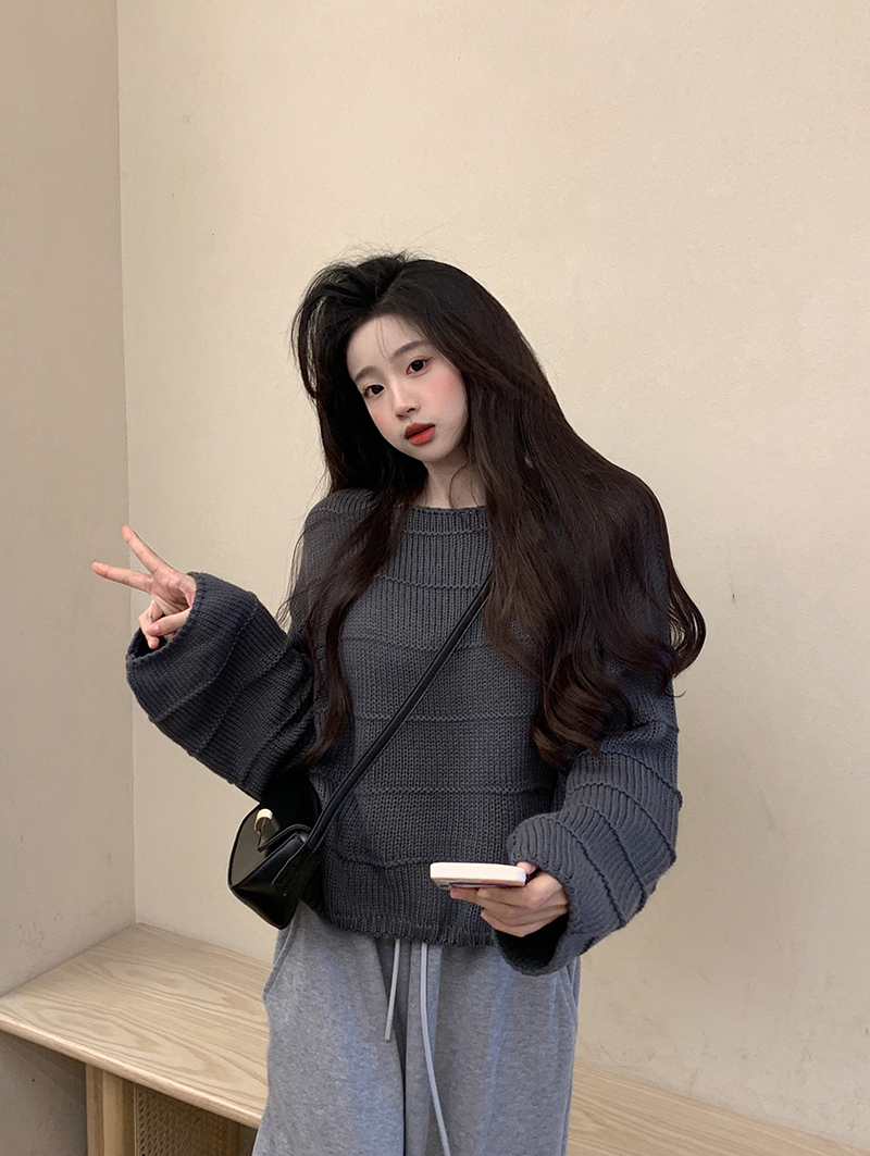~秋冬韓系短款針織套頭毛衣女