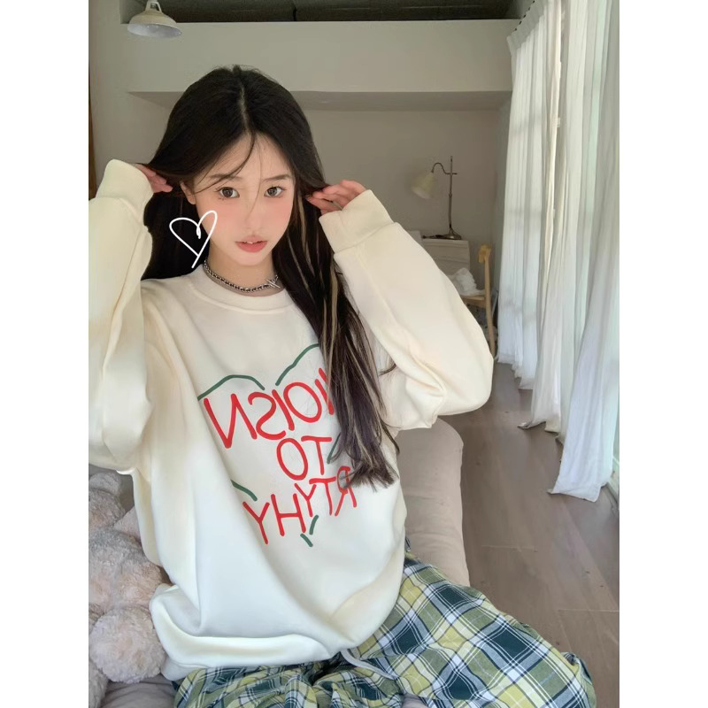 官圖  秋裝薄款衛衣女大碼 後包領 拉肩線 M-XXXL