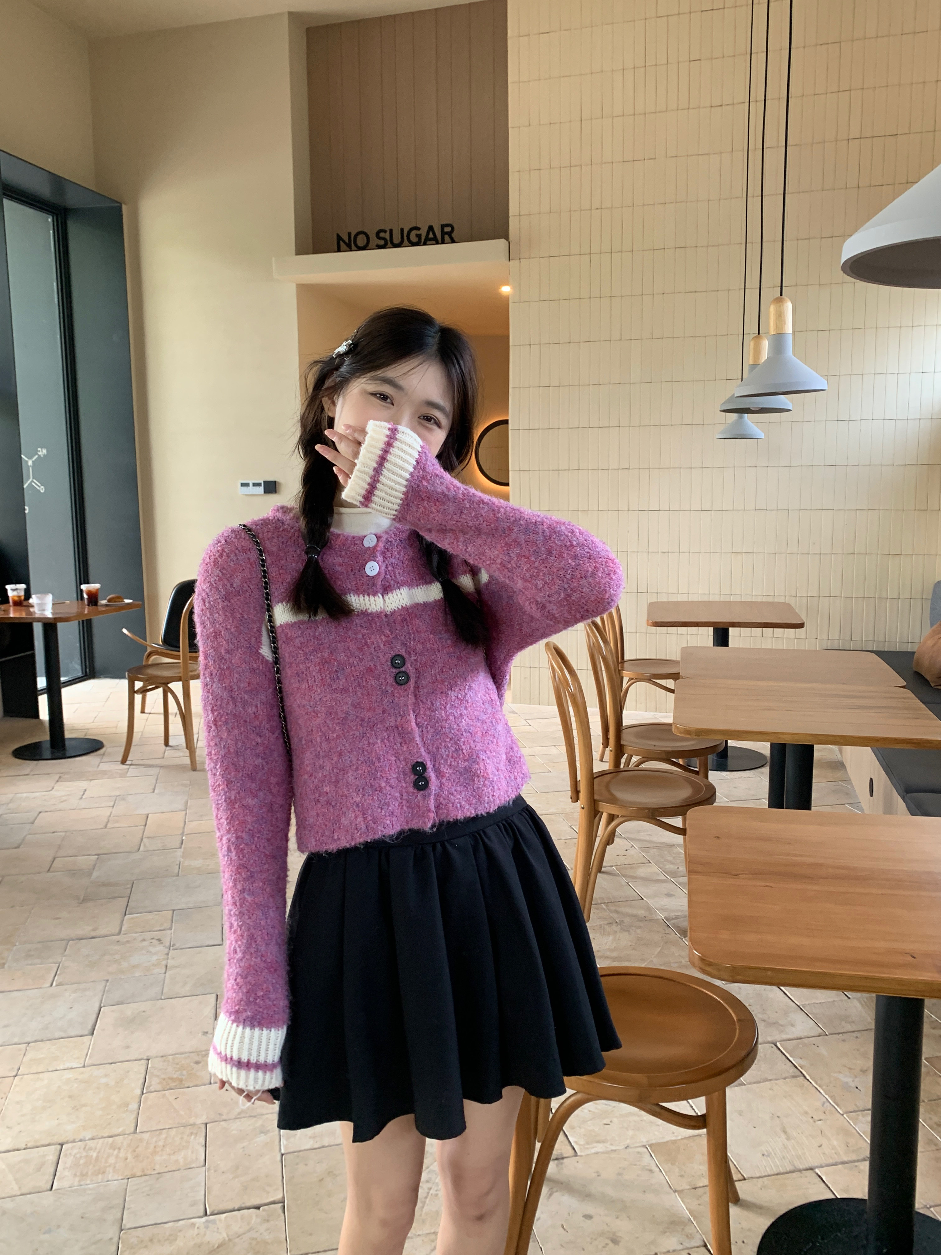 慵懶風小個子寬鬆針織衫秋季女裝設計感軟糯甜美減齡上衣