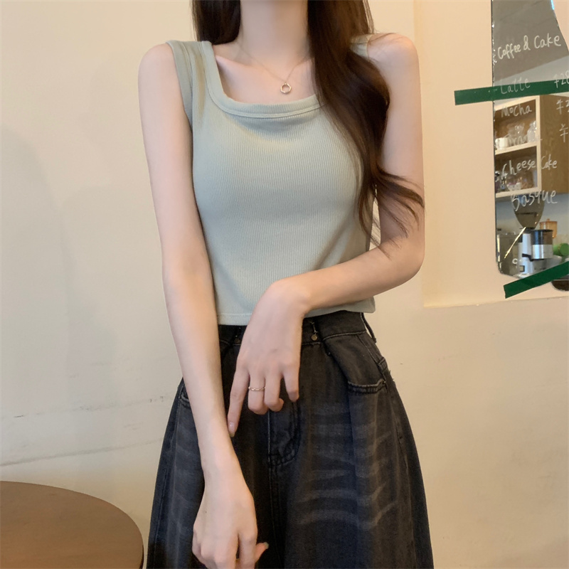 帶胸墊一體小吊帶背心內搭打底衫磨毛無袖上衣美背內衣