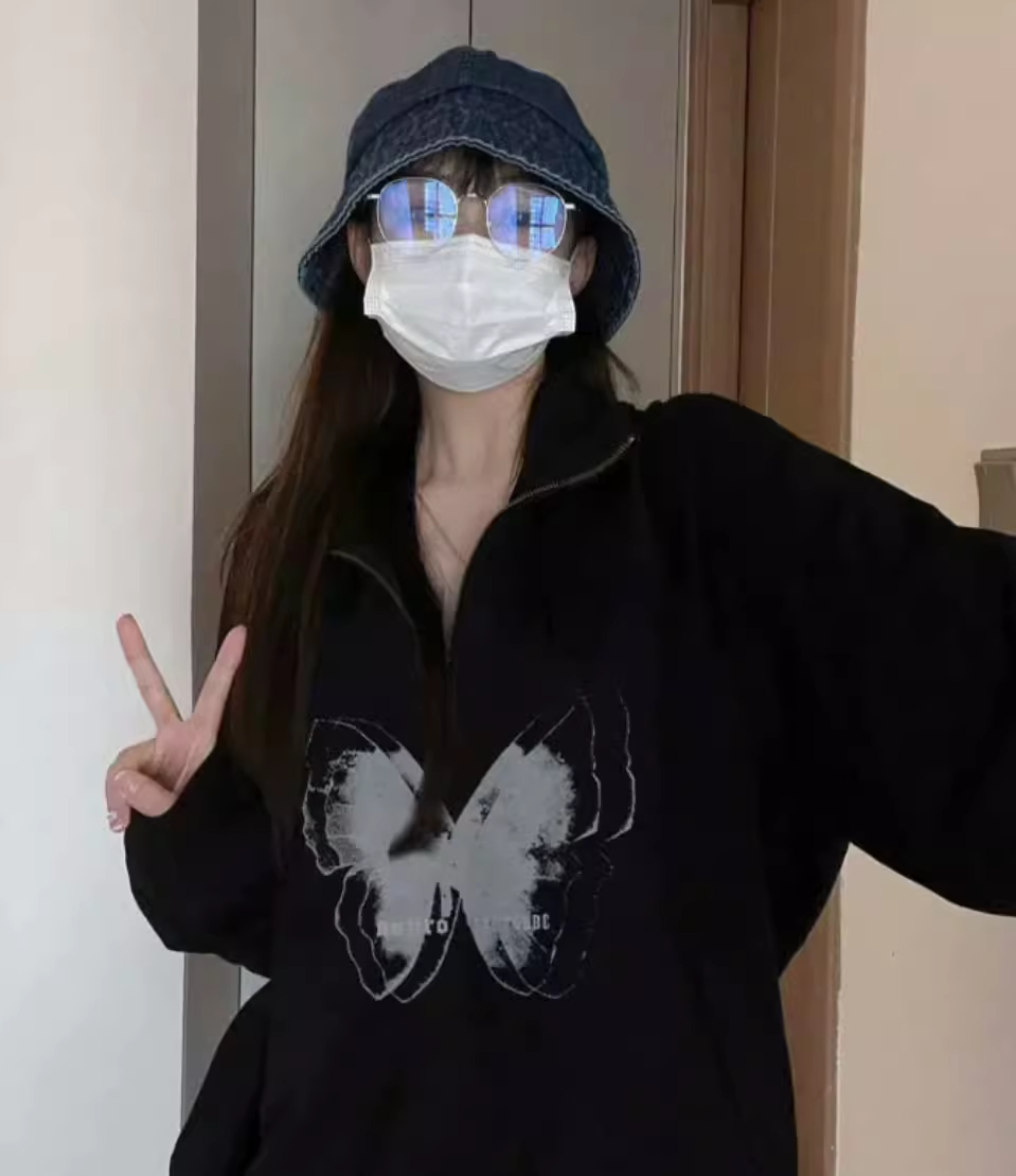 防棉華棉複合牛奶絲300克銀狐絨400克Polo領半拉鏈衛衣女