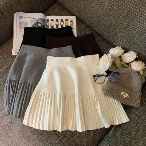 Autumn/Winter Retro Knit Pleated Skirt