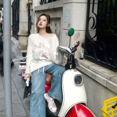 美美的夏夏 浪漫蝴蝶 軟糯溫柔馬海毛毛衣女寬鬆慵懶風上衣