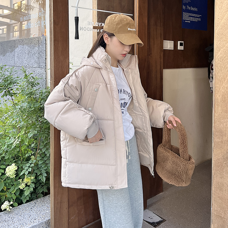 2023新款羽絨棉服短款時尚寬鬆加厚連帽學生麵包服潮外套