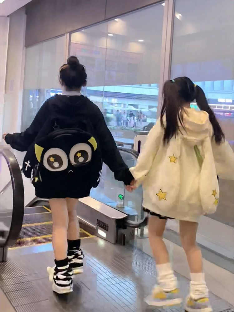 可愛兔子耳朵學院風春秋薄款連帽外套
