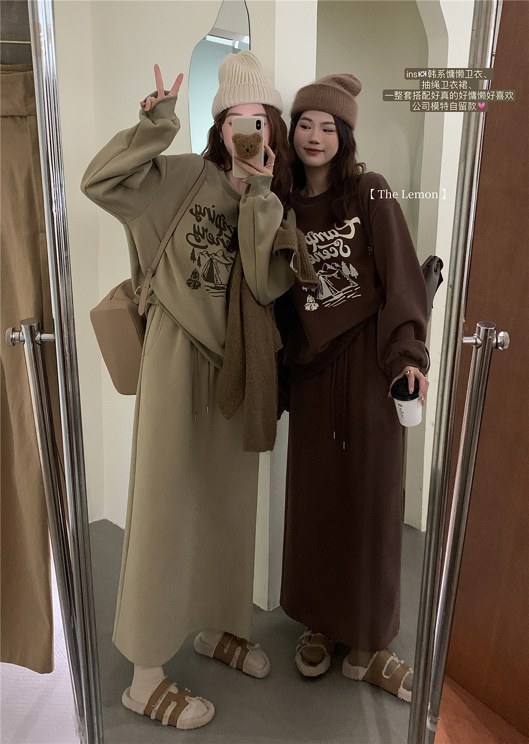 官圖華棉複合薄款310克/加絨410克秋冬裝衛衣女印花