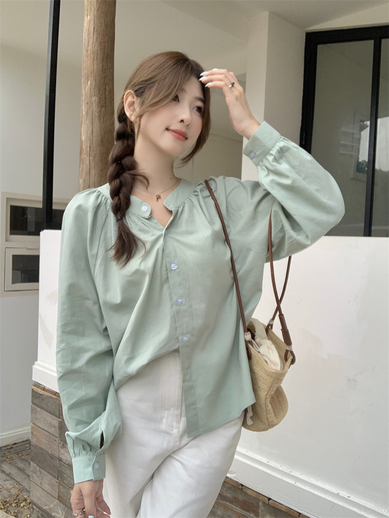 秋季新款韓版設計感小眾簡約氣質百搭寬鬆長袖襯衣女
