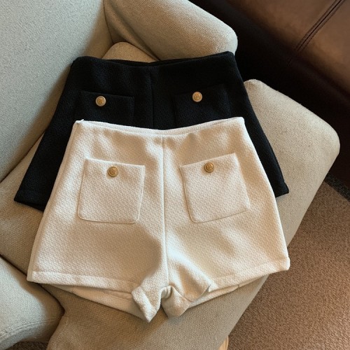 Autumn and winter retro style high-waisted versatile shorts