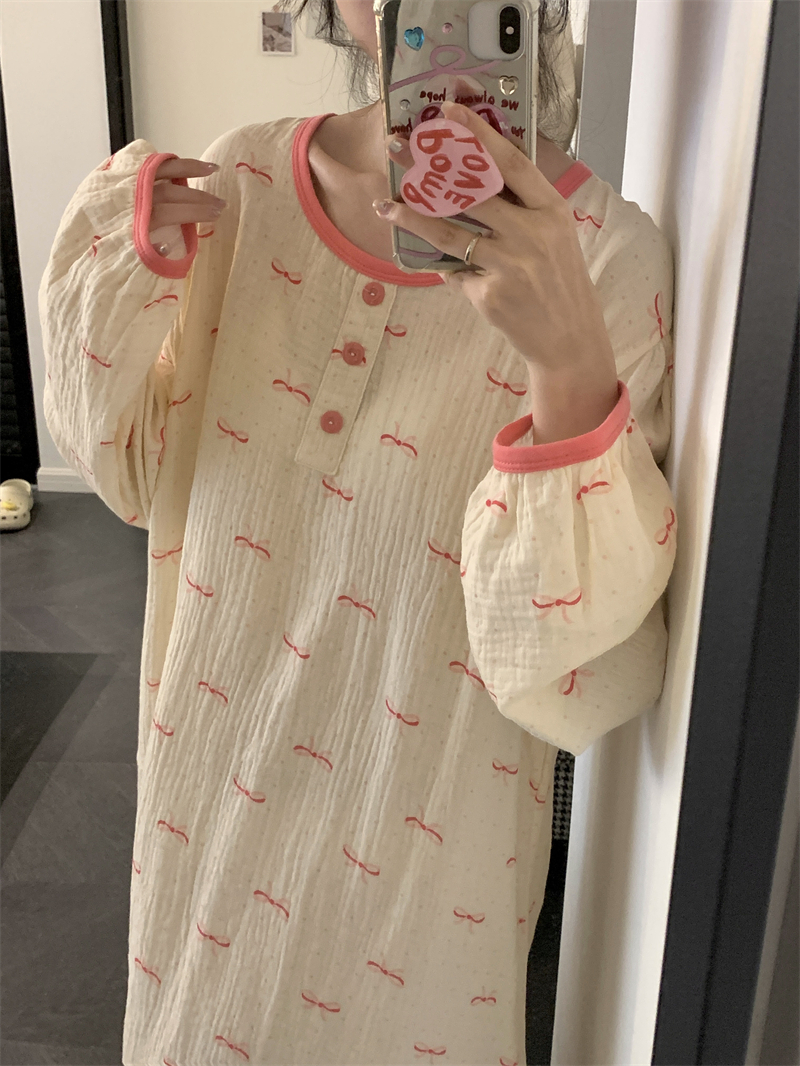 樹皮皺 2023年新款睡衣女長袖套裝休閒家居服甜美可愛