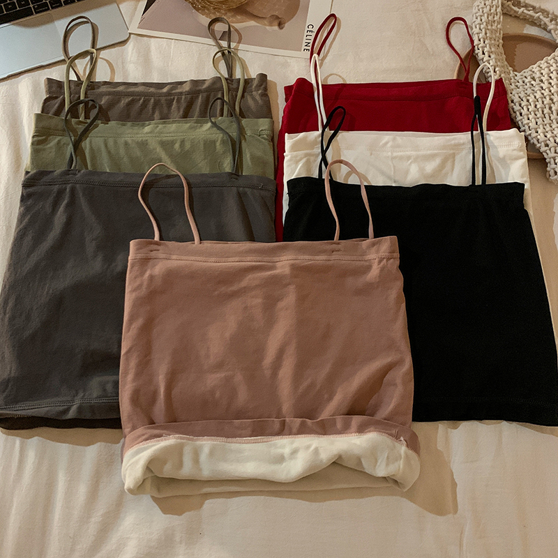 Autumn and winter thermal underwear camisole thickened velvet inner wear body top for women