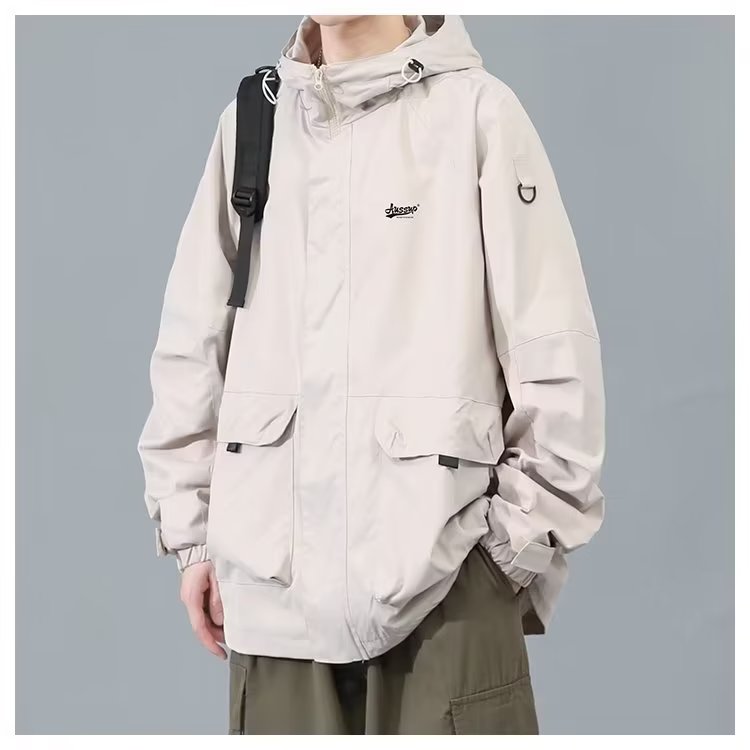 Jackets for men and women, versatile, contrasting color matching, light outdoor functional hooded loose workwear jacket tops