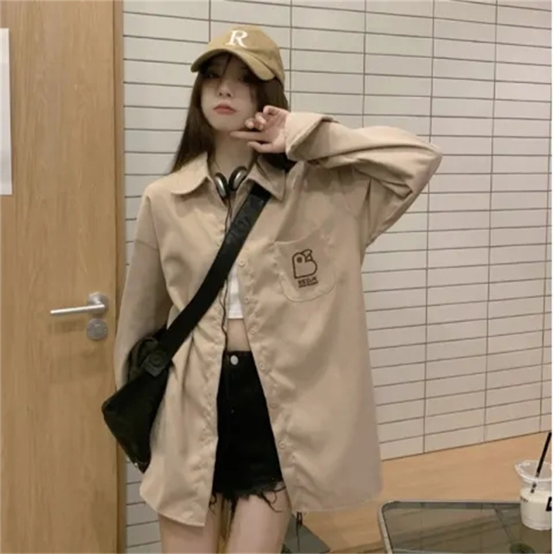 早秋燈芯絨襯衣磨毛上衣女2023年新款寬鬆慵懶風長袖襯衫法式外套