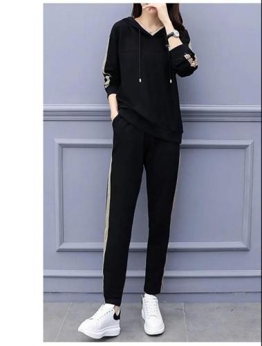 Plus size women's fat mm suit 2023 spring and autumn new style slim casual casual fashion sports two-piece set trend