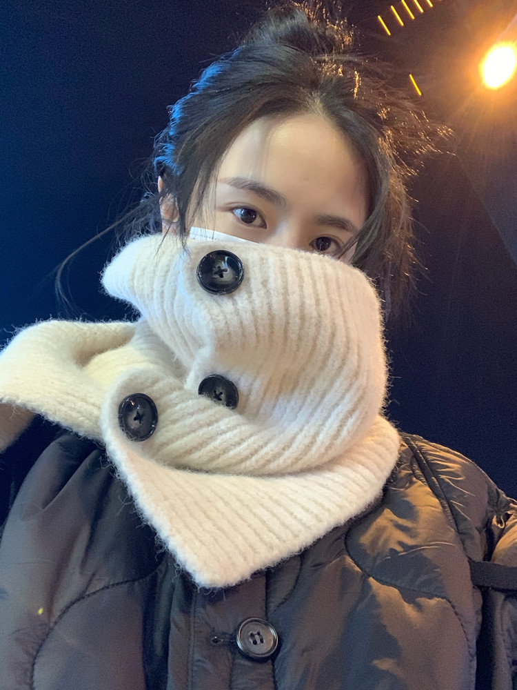 韓國ins復古保暖冬季新款圍脖女百搭休閒脖套防寒護頸針織圍巾潮