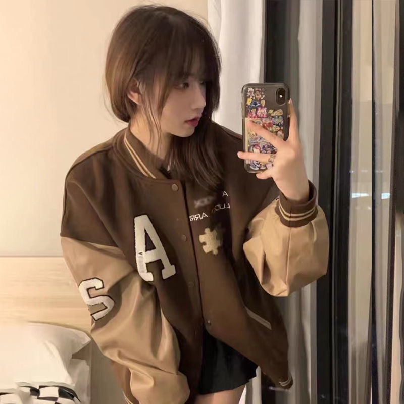 棒球服ins寬鬆潮牌情侶外套女春秋季2023新款學生開衫小個子