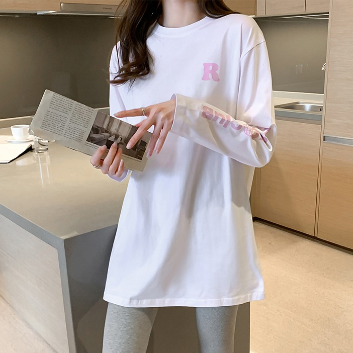 白色打底衫女內搭純棉2023新款早秋裝百搭中長款長袖t恤寬鬆上衣