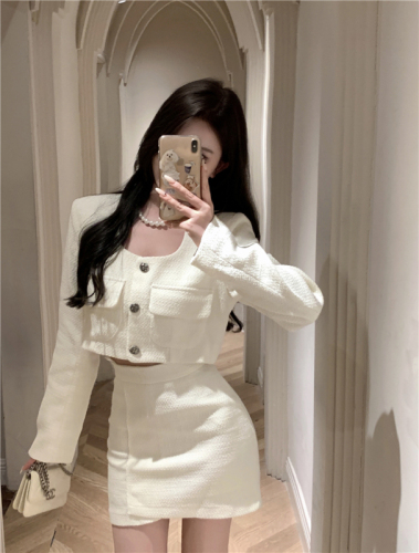 !  Korean style design slimming celebrity jacket high waist bag hip skirt small fragrant suit