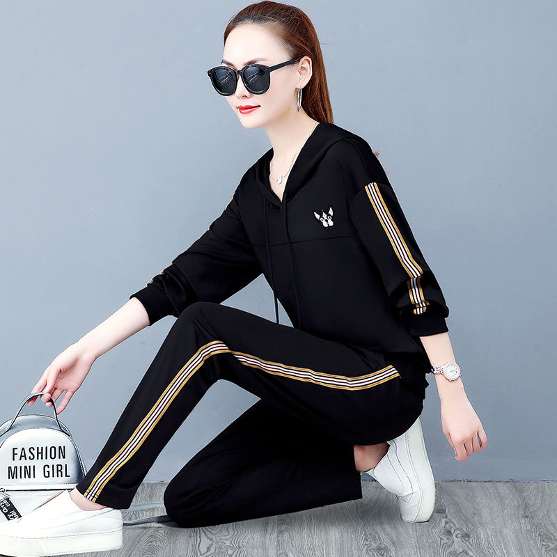 Plus size women's fat mm suit 2023 spring and autumn new style slim casual casual fashion sports two-piece set trend