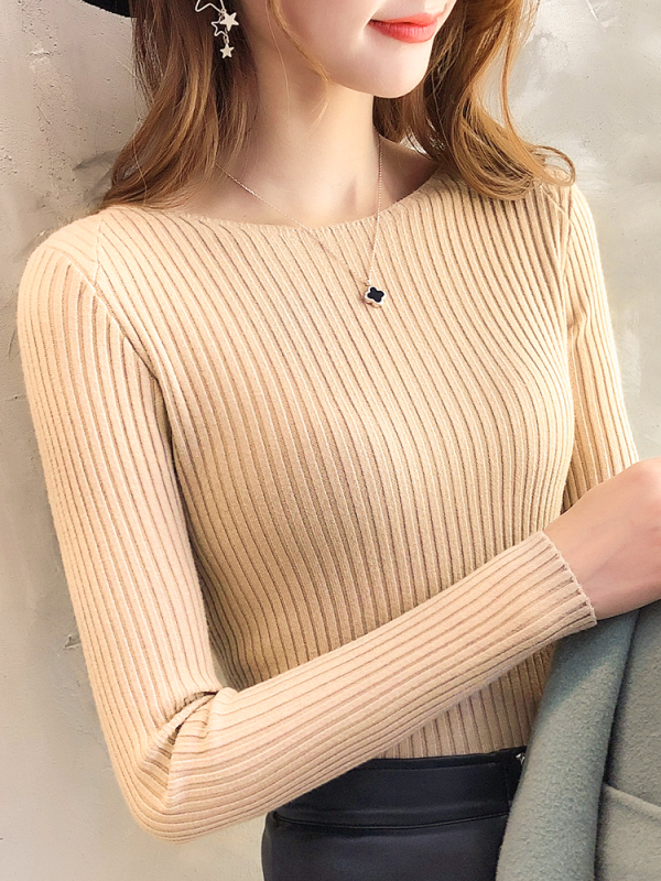 毛衣女士內搭低領針織打底衫圓領2023秋季新款洋氣秋冬時尚