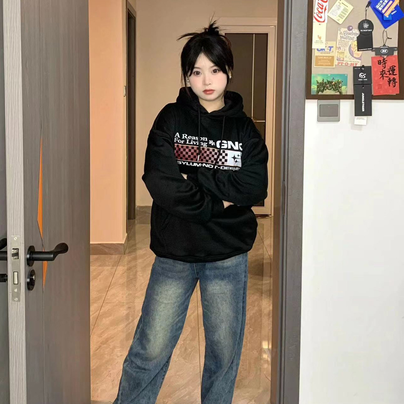 防棉華棉複合牛奶絲300克/銀狐絨400克連帽衛衣女