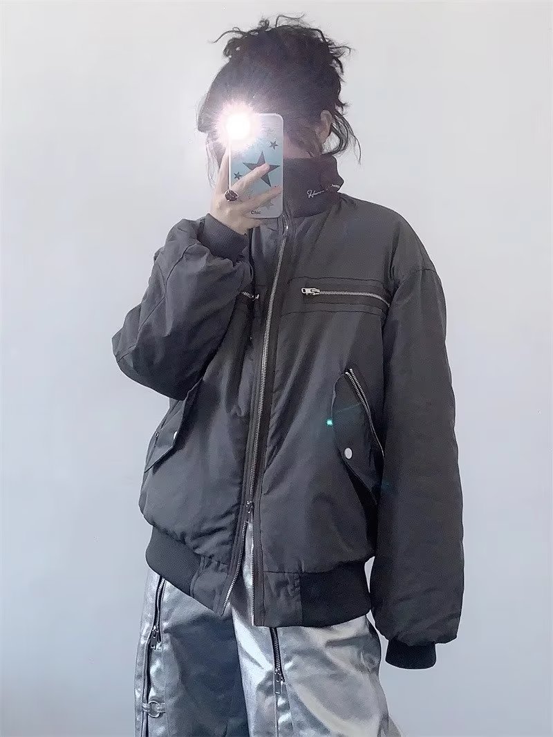 美式復古飛行員夾克男女春秋款高級設計感拉鏈立領棒球服外套潮牌