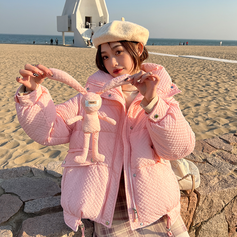 ins羽絨棉服女2023冬季新款小兔子短款韓版小眾寬鬆棉衣外套