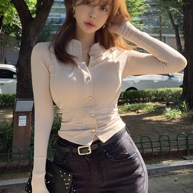 Official Photo New Women's Autumn and Winter Sexy Breast Revealing Versatile Tops Slim Fit and Plump Temperament Short Jacket