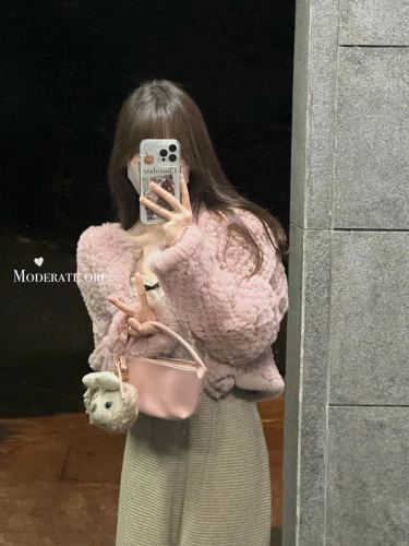 Braided rabbit fur short rex rabbit fur coat winter women's fur pink