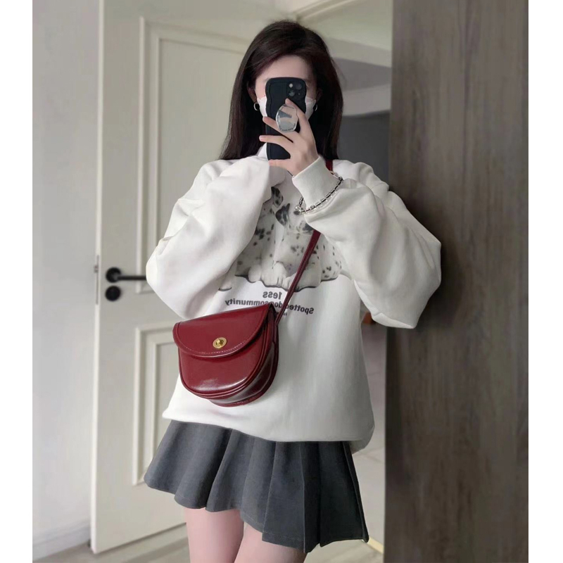 Anti-cotton Chinese cotton composite milk silk 300g/silver fox velvet 400g round neck sweatshirt for women