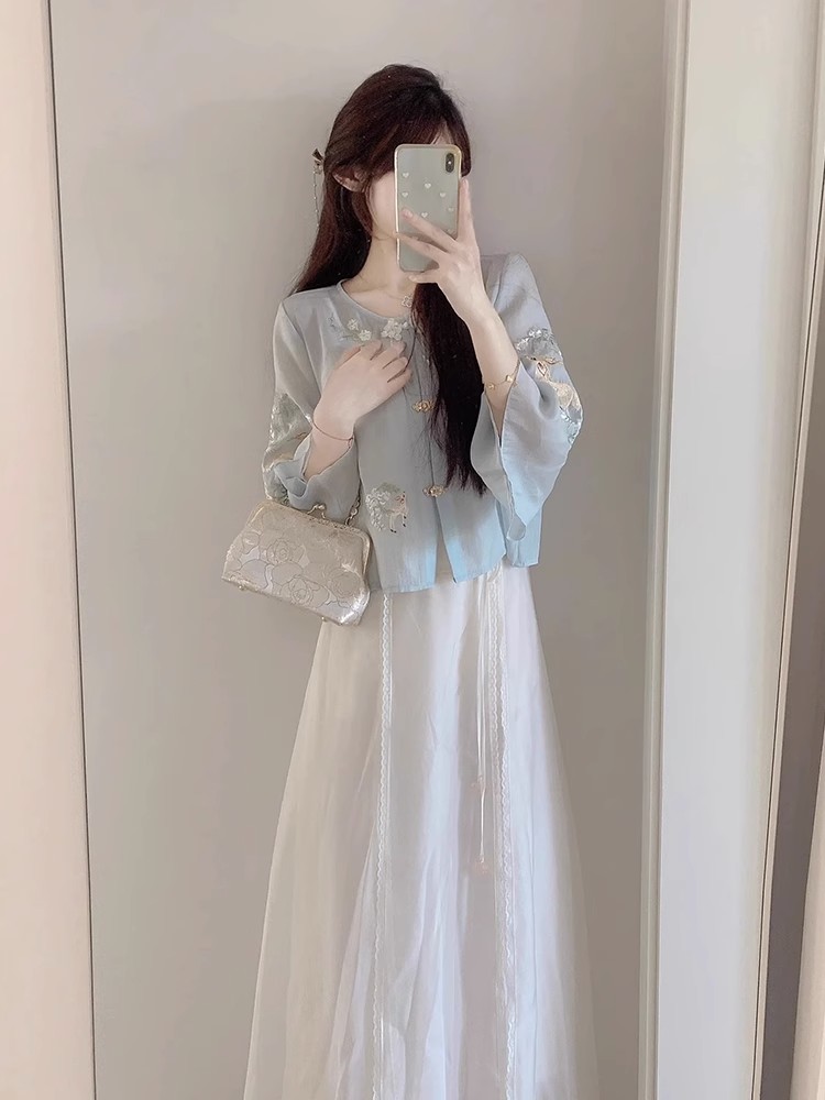 New Chinese style national style horse face skirt suit for women autumn 2023 new Tang suit Chinese style women's clothing improved Hanfu for adults