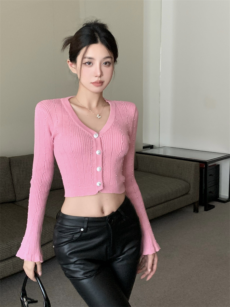 實拍 氣質小香風短款定珠上衣