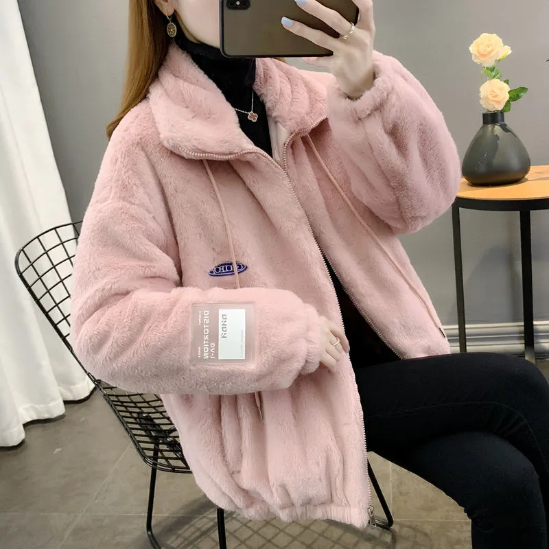 皮草外套女2023款羊羔毛外套加絨加厚小香風短款小棉襖洋氣棉服女