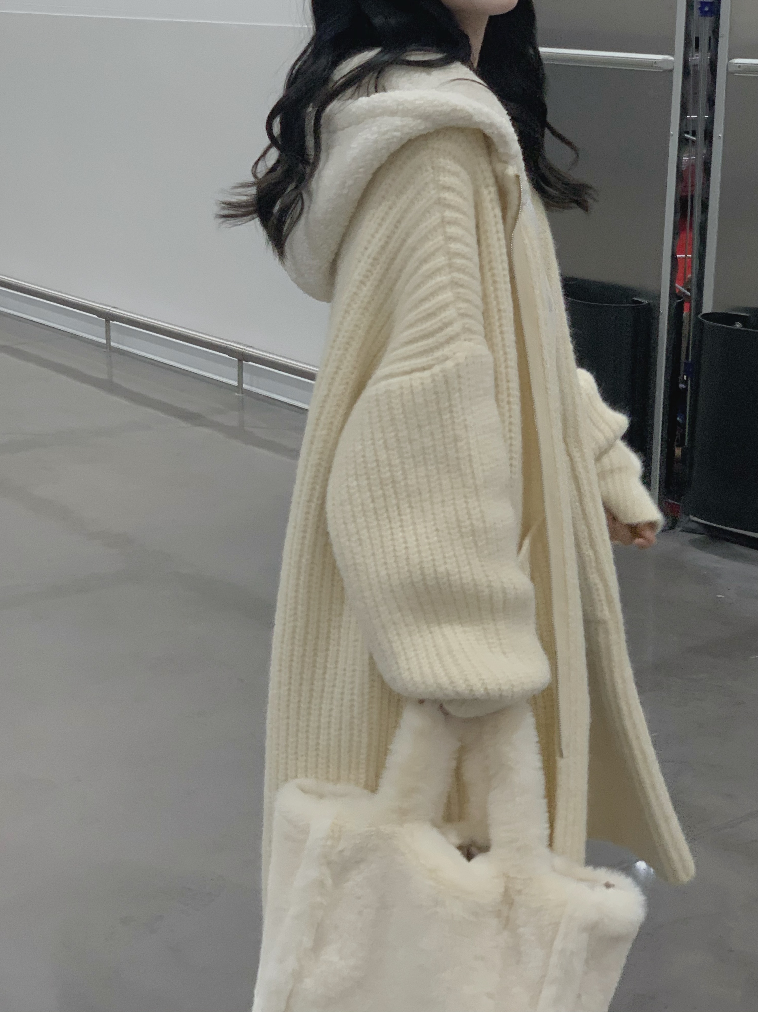 冬季韓版超厚連帽長款毛衣開衫女