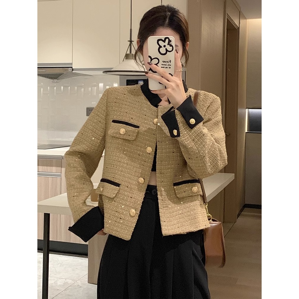 法式小香風外套女2023年新款韓系春秋季高級感名媛小個子短款上衣