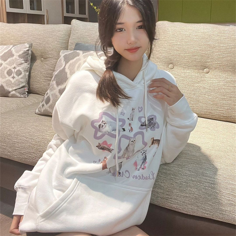 防棉華棉複合牛奶絲300克/銀狐絨400克連帽衛衣女