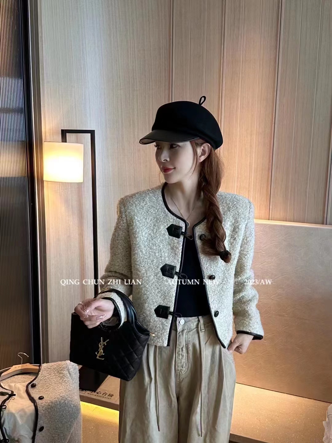 秋裝小香風2023新款羊羔絨短款外套女春秋小個子上衣氣質高級感