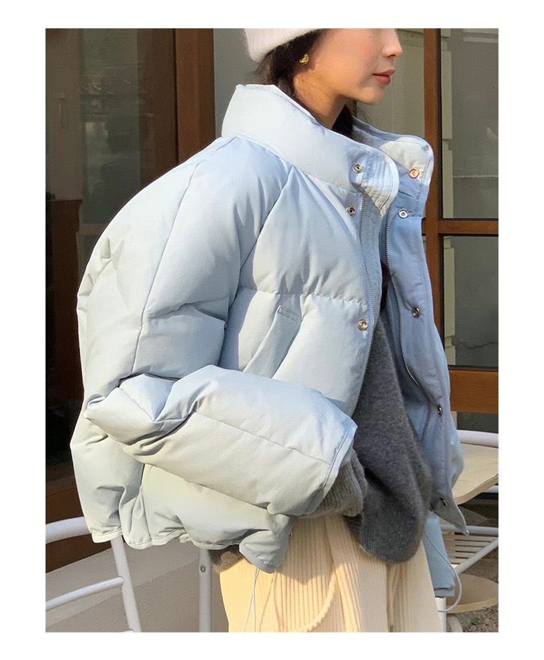 韓國ins博薦！東大門溫柔甜美減齡寬鬆休閒立領棉服外套