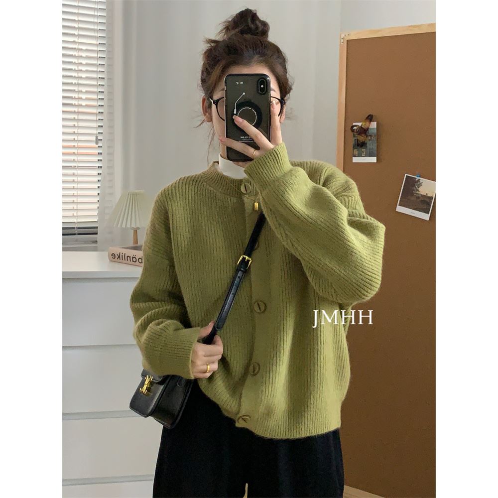 春秋冬標配厚實軟糯紐扣毛衣開衫外套女