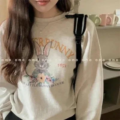 原宿BF加絨加厚套頭圓領衛衣女學生鹽系寬鬆上衣秋冬季外套慵懶風