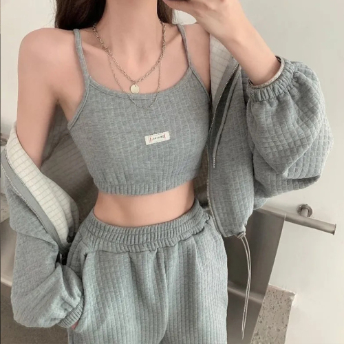  New Casual Sports Suit Women's Spring and Autumn Sweater Loose Street Fashion Age-Reducing Western Style Three-piece Trendy Suit