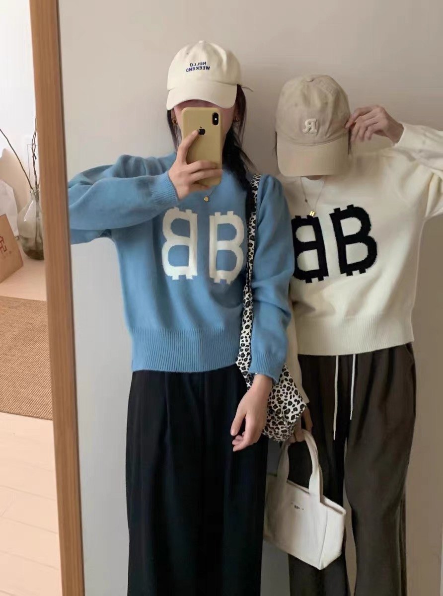 小富人韓版慵懶風簡約圓領毛衣上衣女寬鬆百搭高級感針織衫女