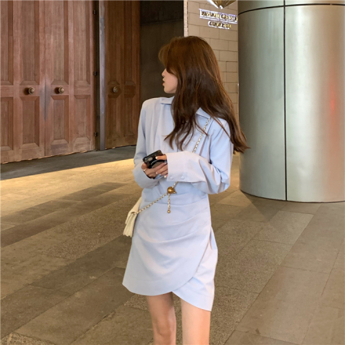 polo shirt dress autumn and winter  new retro Hong Kong style waist long sleeve short salt and sweet skirt for women