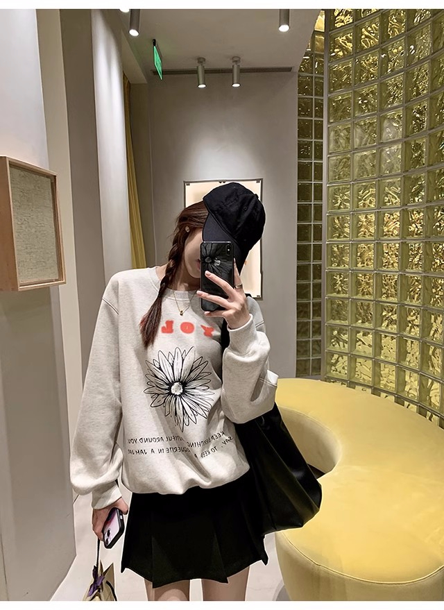 2023年新款時尚寬鬆 秋裝薄款衛衣女大碼 後包領 拉肩線 M-XXXL