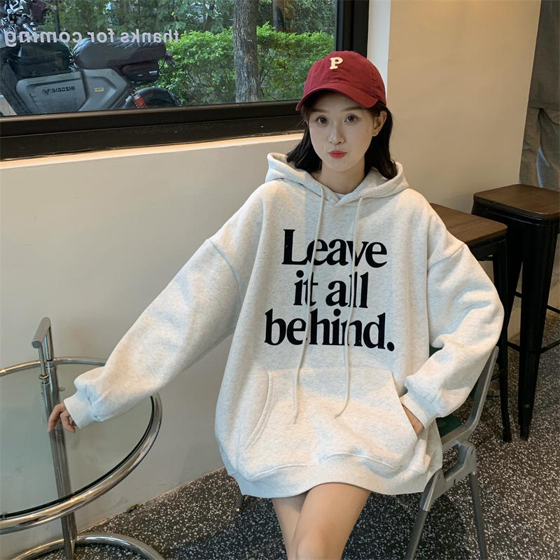 David's coat 190g new autumn and winter Korean style printed loose casual versatile hooded velvet sweatshirt