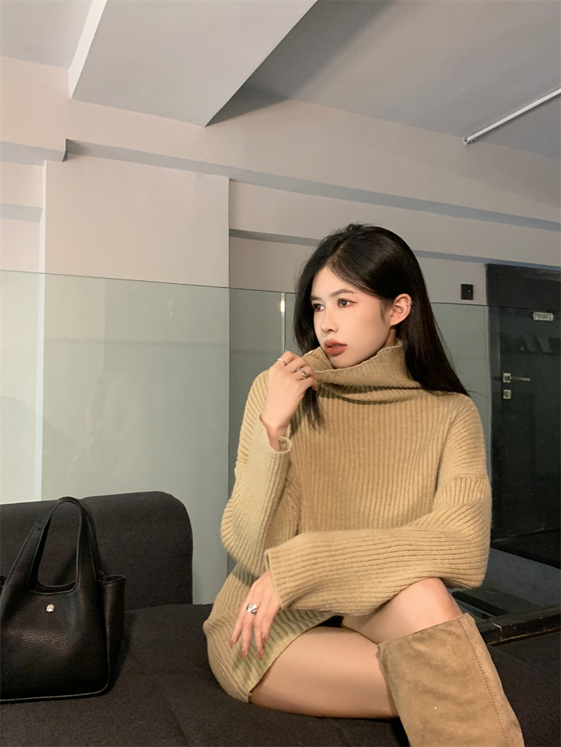 實拍~小香風毛衣背心裙+高領披肩毛衣裙套裝兩件套女